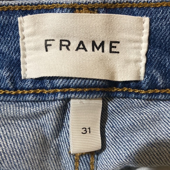 Frame Denim Le High Straight Raw Edge Side Slit in Imogen Dip Size 31 LHSTRAS204 - Picture 9 of 11